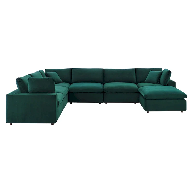 Commix Down Filled Overstuffed Velvet 7-Piece Sectional Sofa