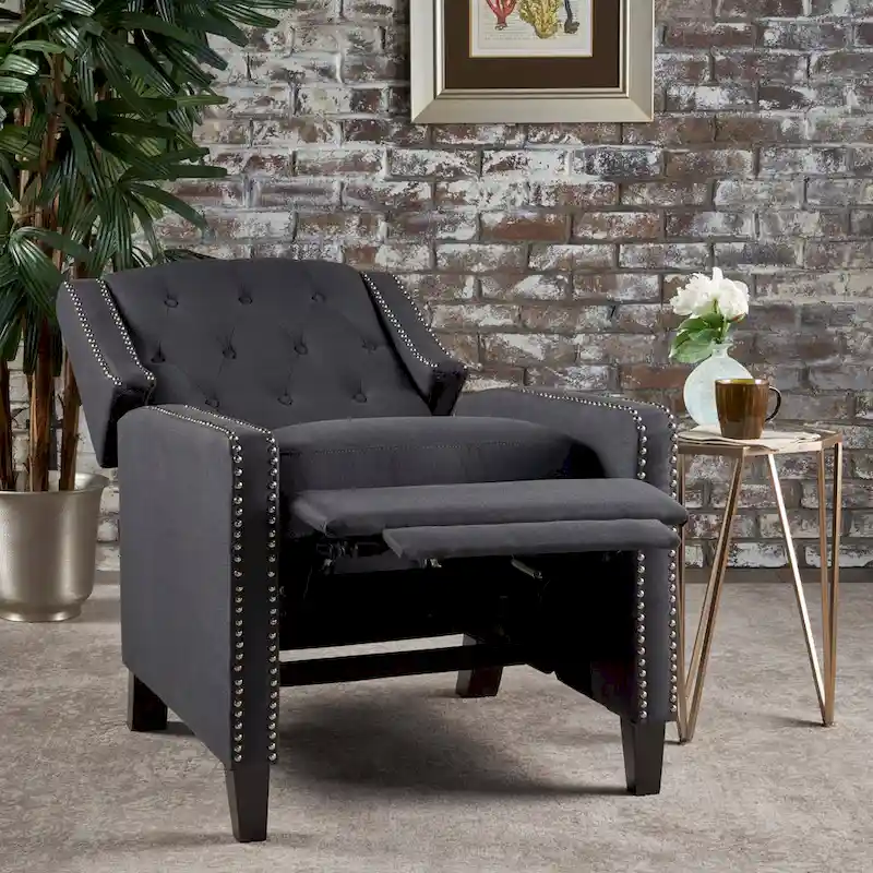 Classic Fabric Push Back Chair, Elegant Recliner for Living Room, Bedroom