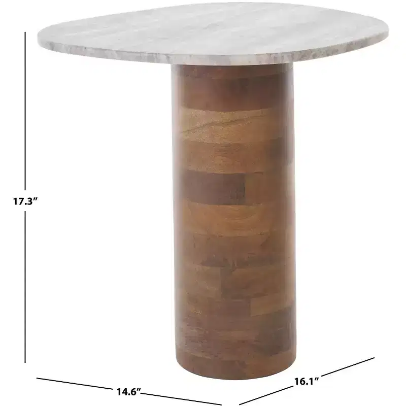 Mono Small Marble Side Table - ACC2908A - Off White Marble/Walnut - Safavieh