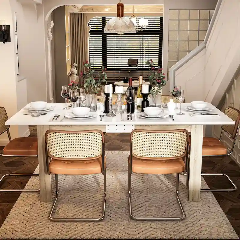 Modern Dining Table 4-6 People Kitchen Dining Room Table Extendable