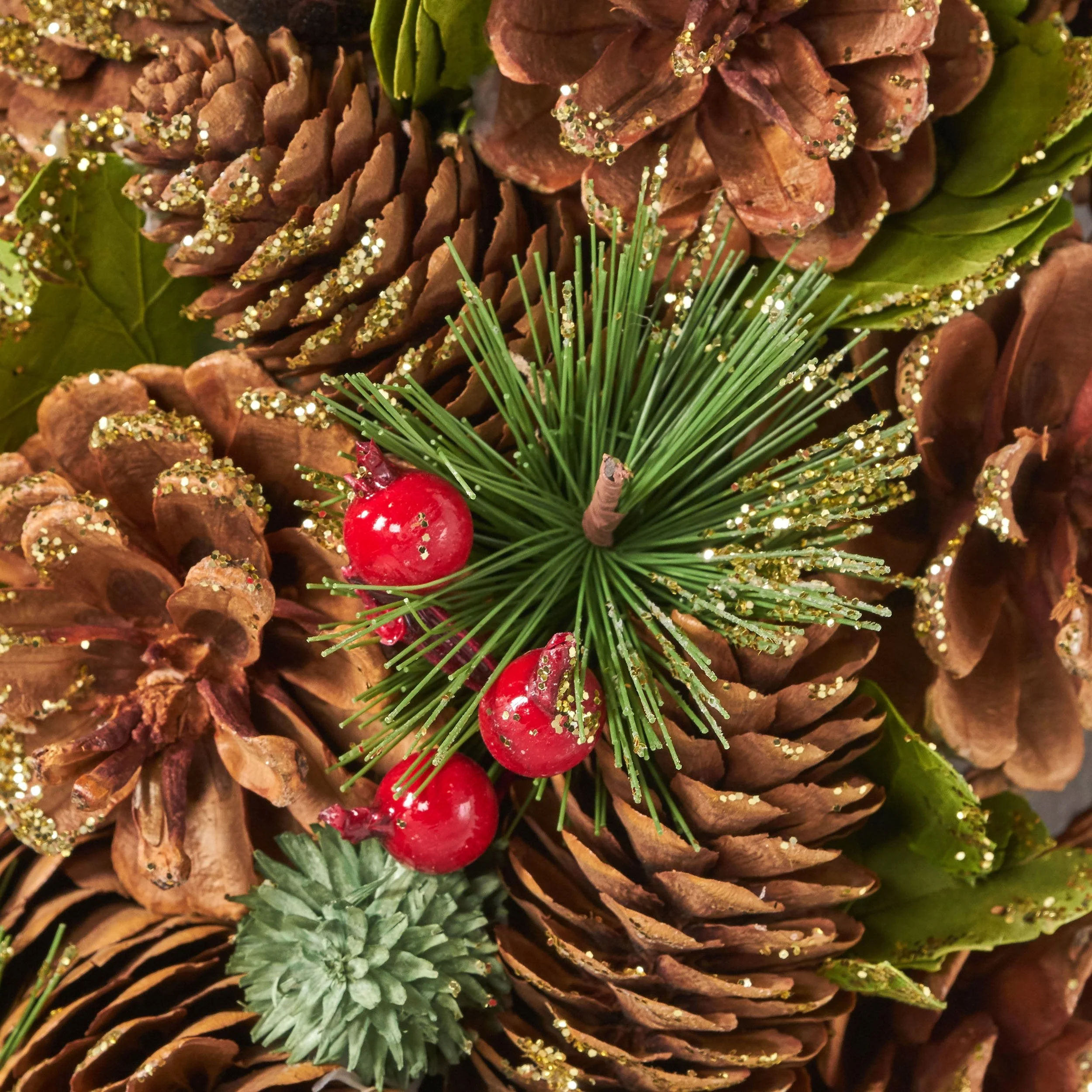 18.5 Pine Cone and Glitter Unlit Artificial Christmas Wreath - NH366313