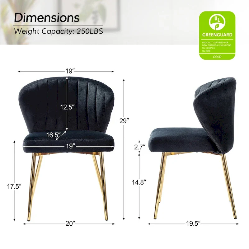 Modern Glam Upholstered Tufted Back Side Accent Dining Chair with Small Base