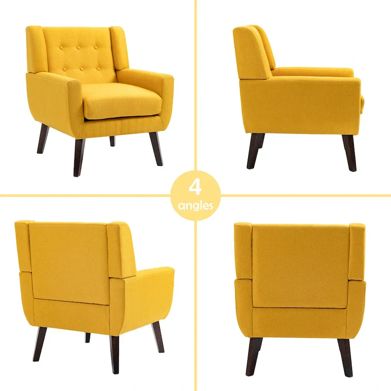 3-Piece Tufted Linen Loveseat & Armchair Set, Beige/Grey/Yellow/Blue/White/Light Blue, Seats 3+