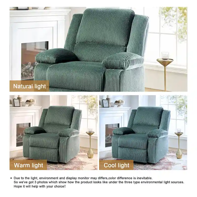 Vegan Leather Upholstered Push Back Manual Recliner Chair