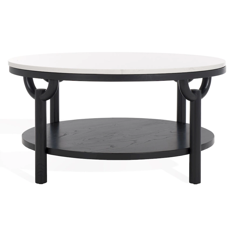 SAFAVIEH Couture Aive 2-Tier Marble Top Round Coffee Table - 35 In. W x 35 In. D x 17 In. H - 35W x 35D x 17H