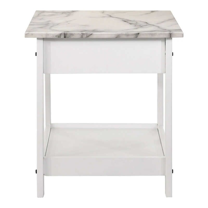 DH BASIC Transitional Rubberwood 3-Piece Open-Shelf Coffee Table and End Table Set with Drawer by Denhour