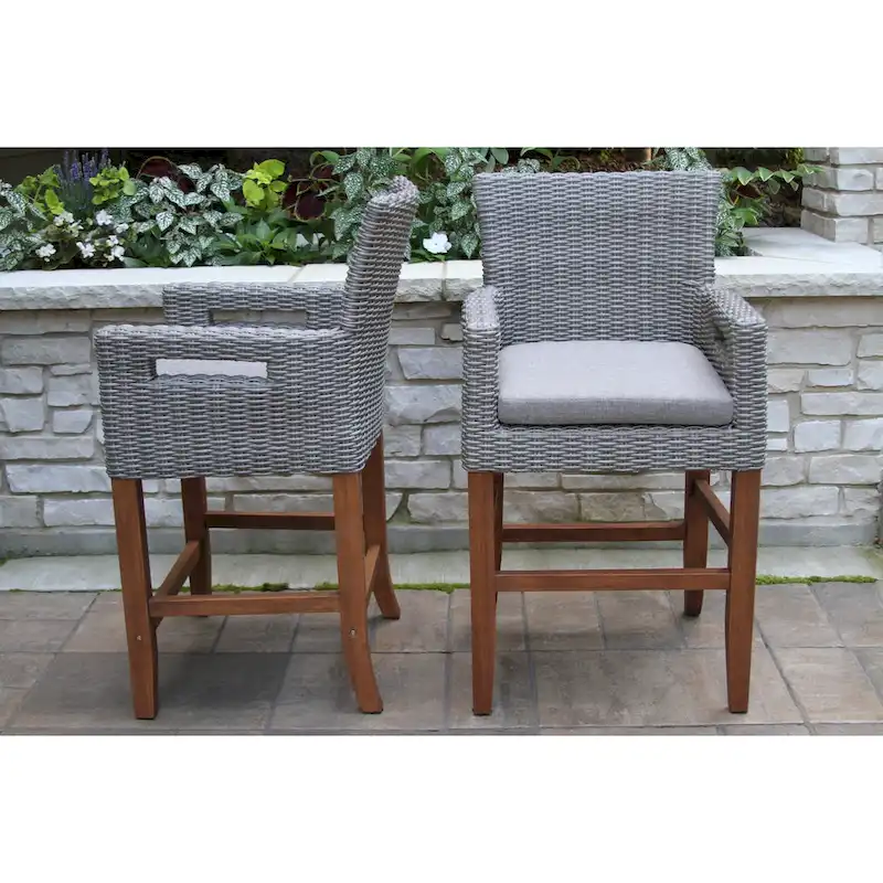 Eilaf Counter Height Wicker & Eucalyptus with Olefin Cushion, 2pk.