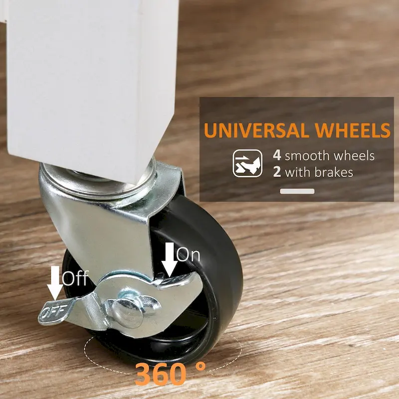 Rolling Kitchen Island Cart with Solid Wood Top and Drawer