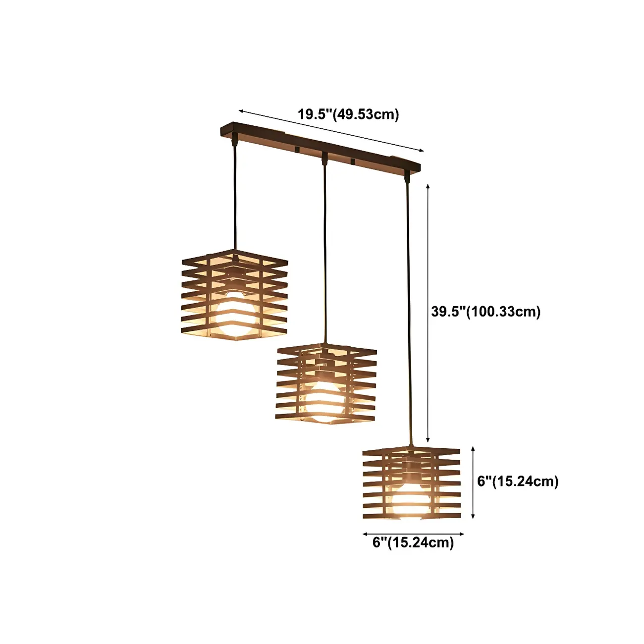 Industrial Black 3-Light Lantern Pendant Light