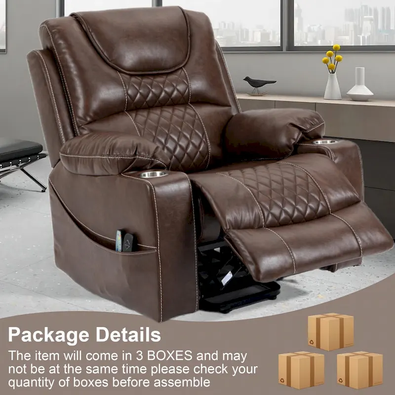 Power Lift Recliner Leather with Massage and Heating