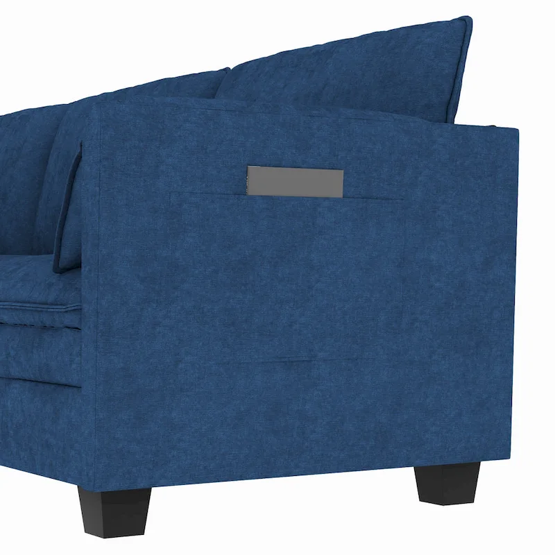 Christopher Knight Home - Noah 141.5 U-Shaped 6-Seater Sofa Couch with Movable Ottoman and Armrest Pockets, Fabric Upholstery