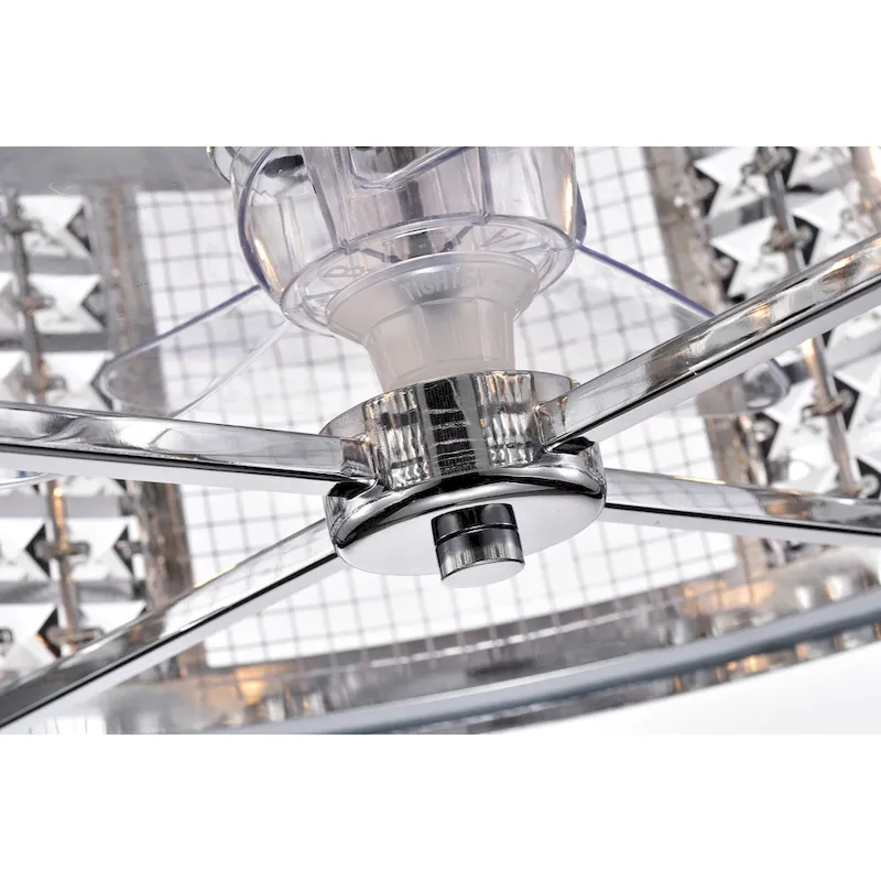Kellan Chrome Ceiling Fan19-Inch 4-Light Geometric Metal & Crystal Drum Shade (Includes Remote)