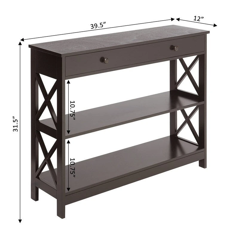 1 Drawer Console Table with Shelves - 11.75 D x 39.25 W x 31.5 H