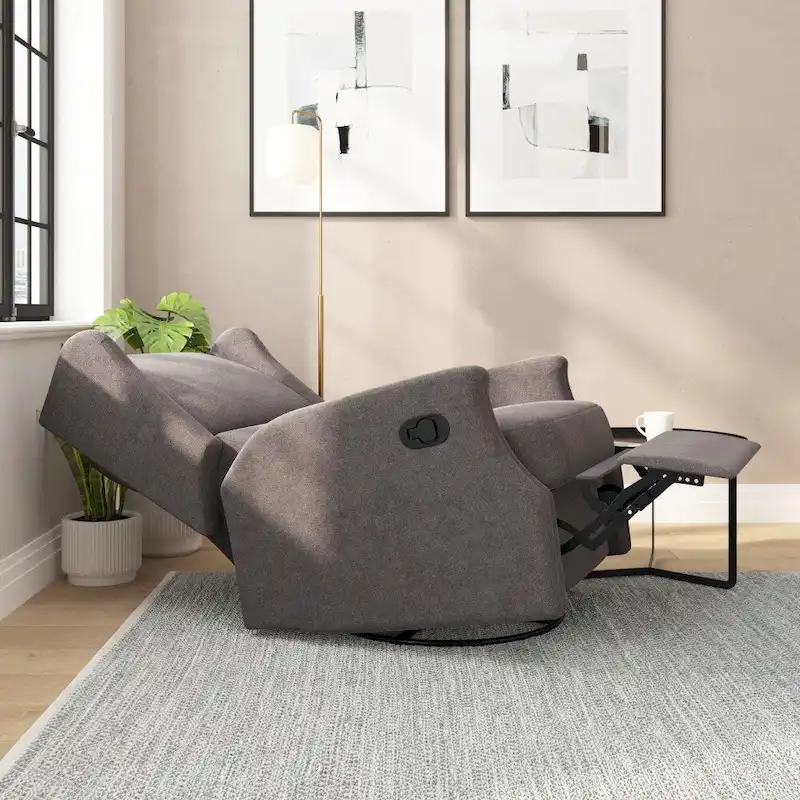 Wingback Manual Recliner Swivel Glider, Cream/Light Gray/Dark Gray, 3-Position, Seats 1