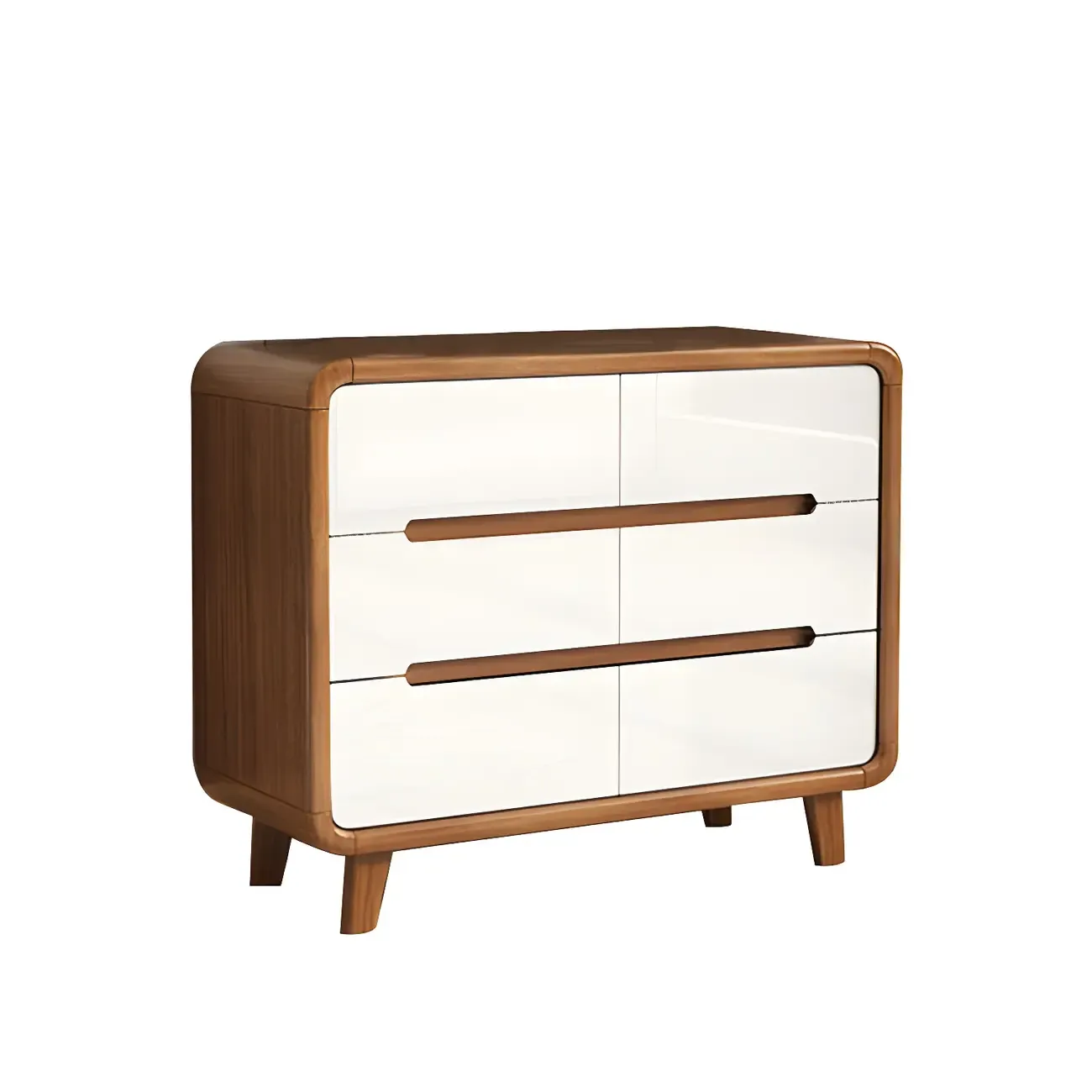 Traditional White-Brown Wooden Double Dresser Arched Edge