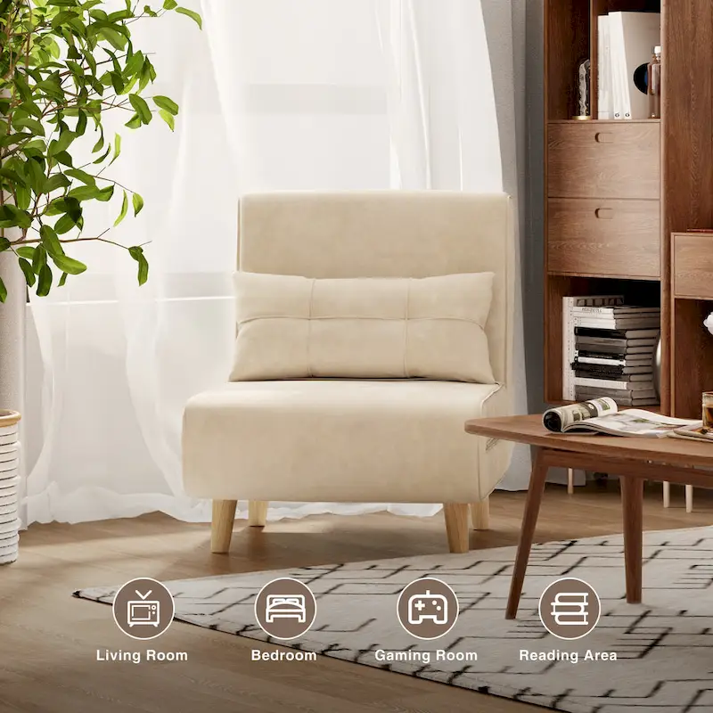 Dark Grey 3-in-1 Convertible Sleeper Chair Single