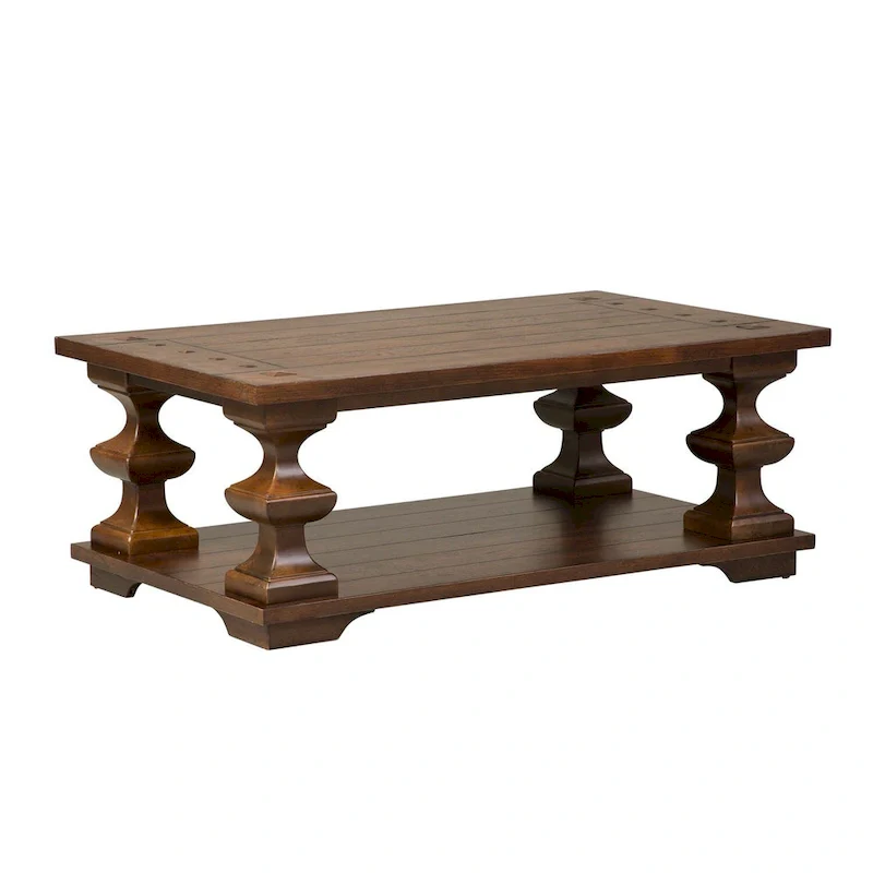 Sedona Kona Brown Cocktail Table with Heavy Oak Planked Top