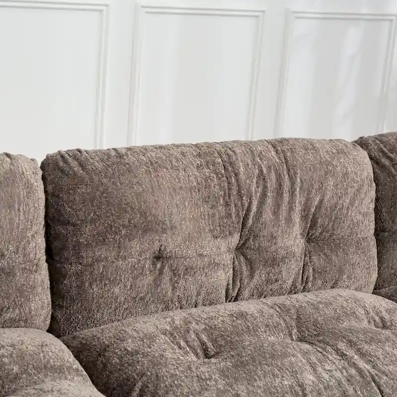 120.87 Chenille L-Shaped Sleeper Sectional Sofa with Ottoman