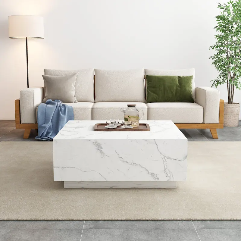 Faux Marble Square Coffee Table