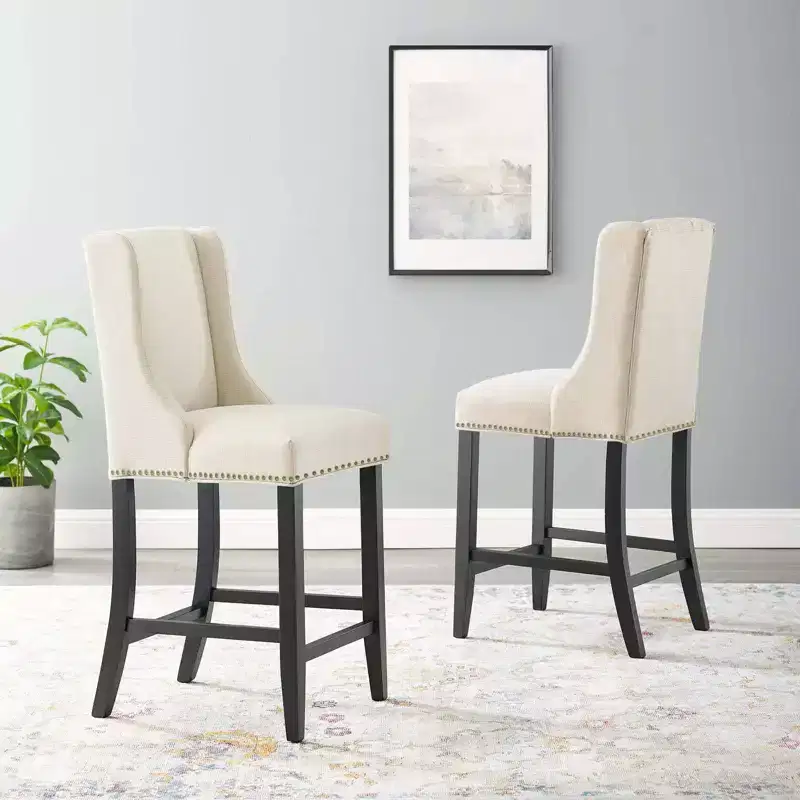Set of 2 Baron Counter Height Barstool Upholstered Fabric - Modway