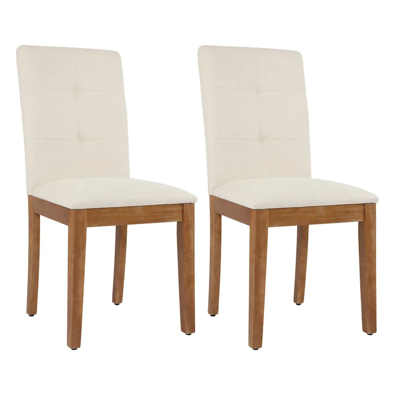 Upholstered Dining Chairs with Tufted High Back and Brushed Legs Set of 2