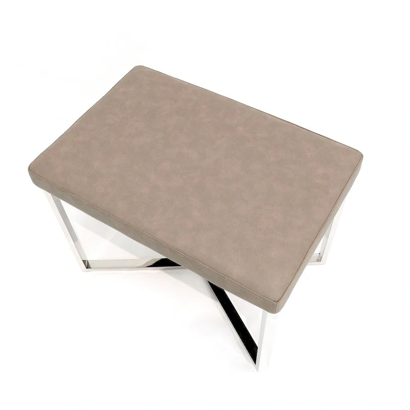 Pasargad Home Luxe Stool with Stainless Steel Base