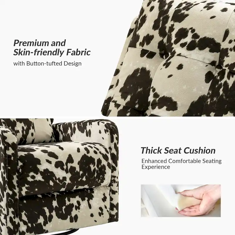 Manual Swivel Recliner with Tufted Back Set of 2