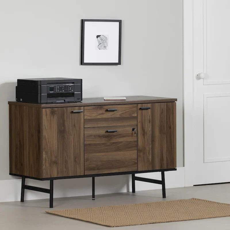 2-Door Office Credenza with File Drawer and Adjustable Shelves – Modern Style