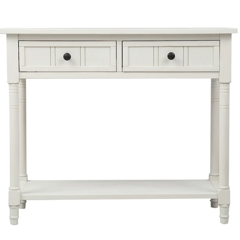 Daisy Series Console Table Traditional Design with Two Drawers and Bottom Shelf Acacia Mangium