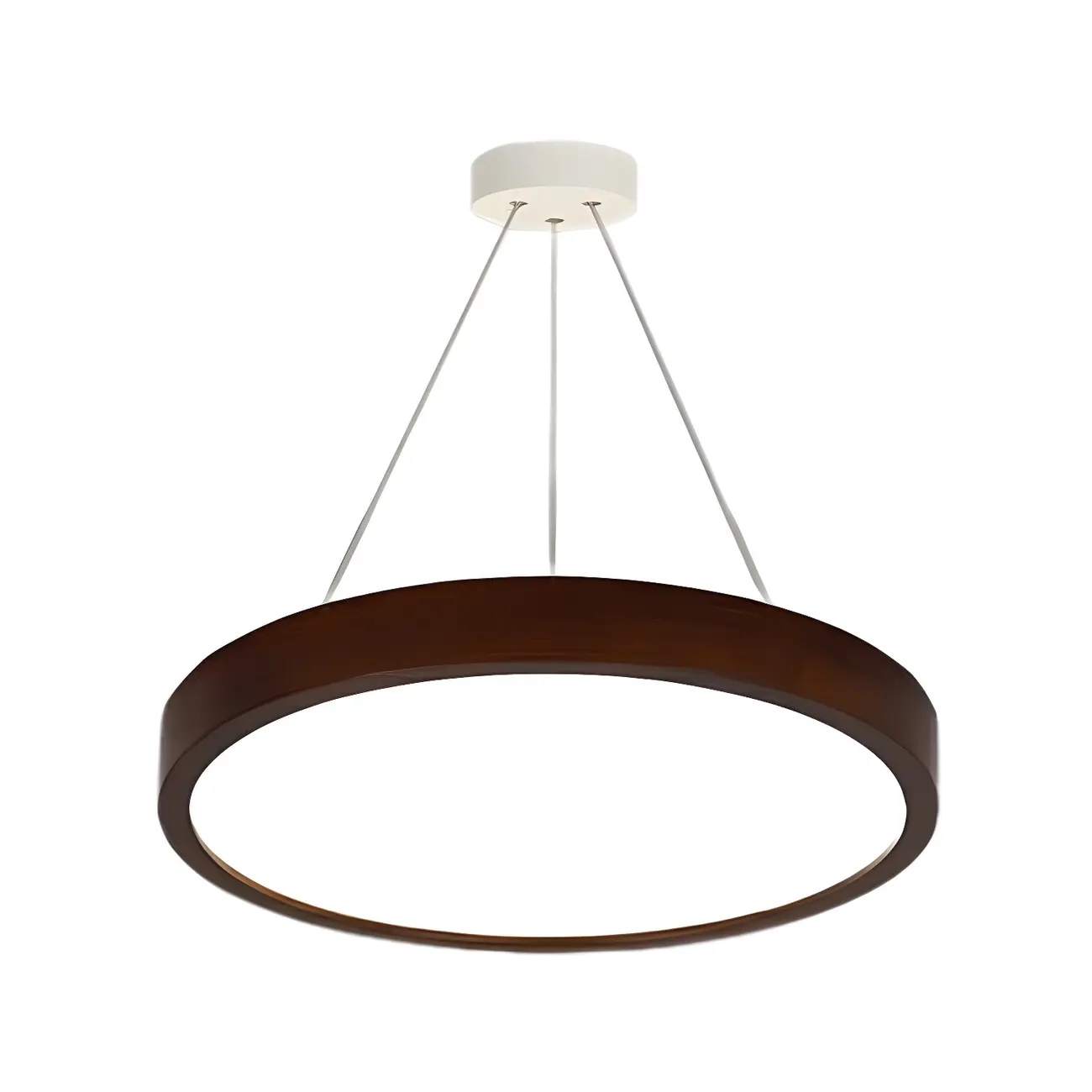Modern Dimmable LED Brown Cylinder Wood Chandelier