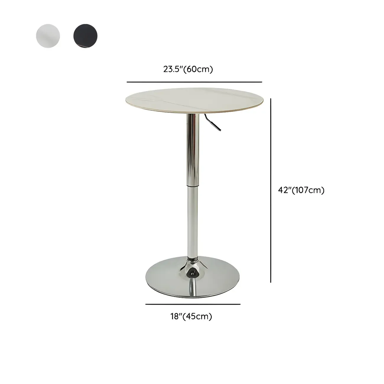 Modern White Stone Metal Pedestal Round Adjustable Bar Tables