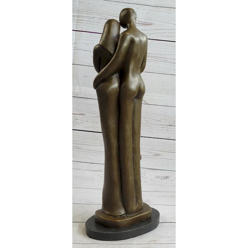 Modern Bronze Sculpture Statue Figure Abstract Couple Baby Loved Family Art Deco