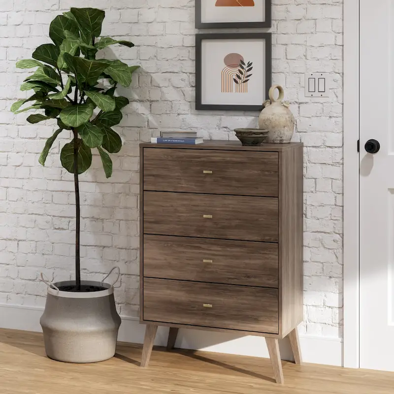Prepac Milo Mid Century Modern 4-Drawer Chest