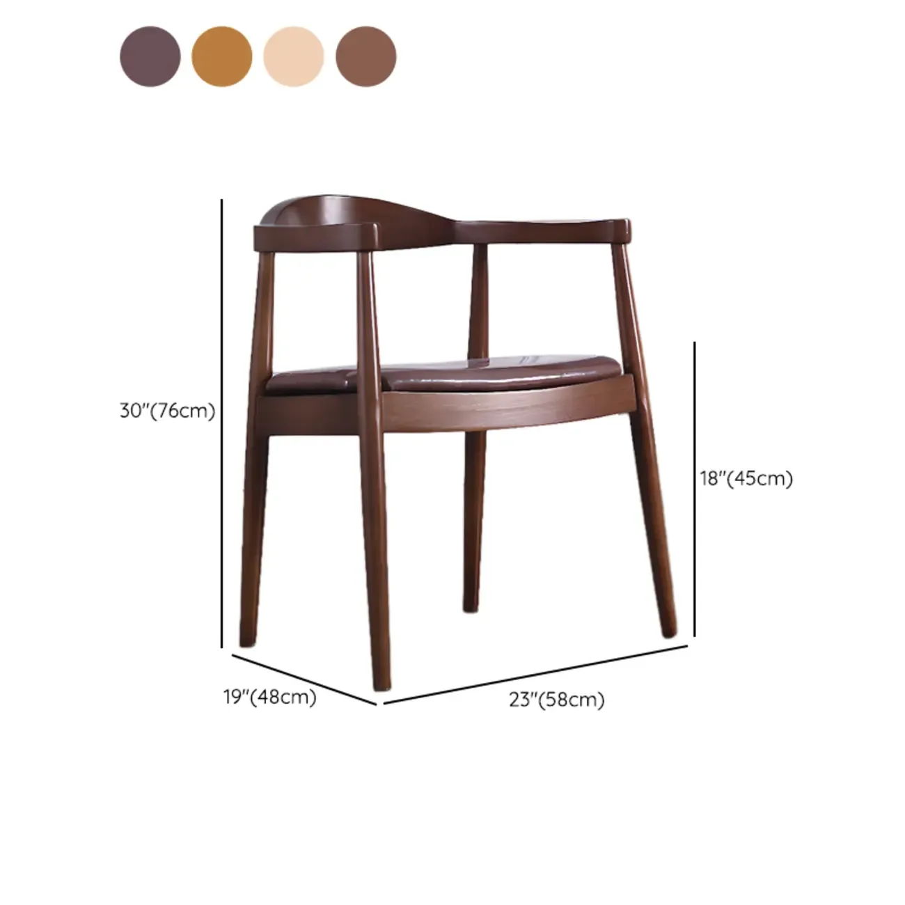 Brown Upholstered Dining Chair with Armrests
