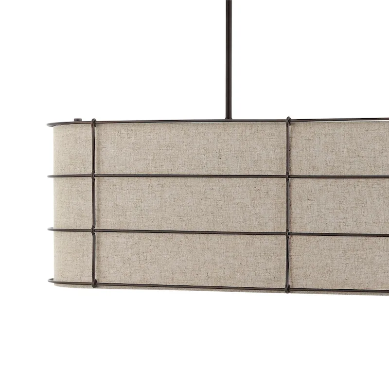 Oakley 42  4-Light Rustic Farmhouse Iron Linear LED Pendant, Oil Rubbed Bronze by JONATHAN Y - 4 Light