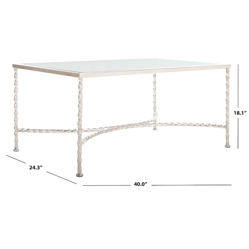 SAFAVIEH Couture Sedighe Glass Coffee Table - 40 W x 24 D x 18 H - 40W x 24D x 18H