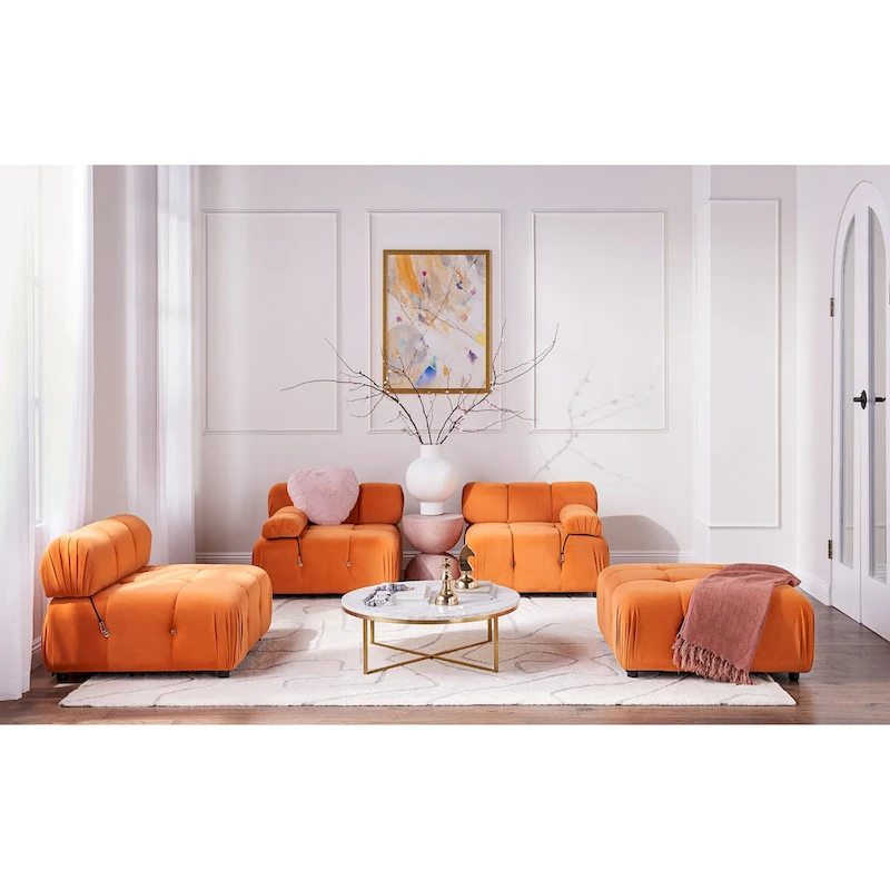 L-shape Velvet Modern Sectional Sofa Soft Couch
