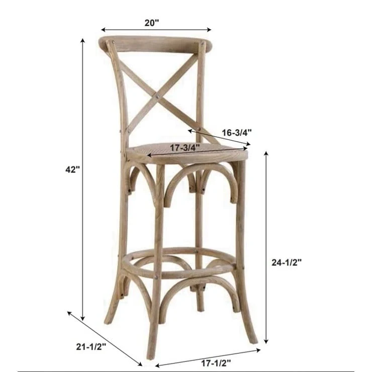 Rustic Cross Back Counter Stool