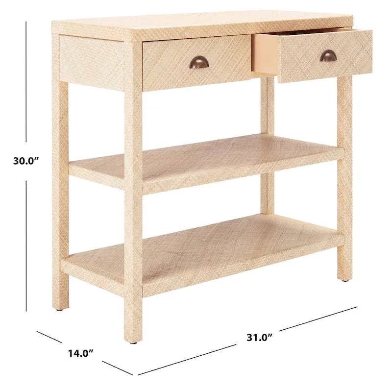 Light Natural Raffia/ Gold Console Table - 31 W x 14 L x 30 H