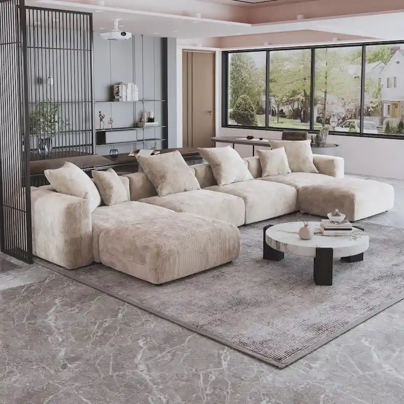 181 U-Shaped Convertible Modular Sectional Sofa With 2 Ottoman