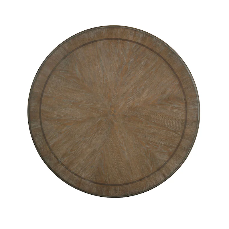 Caelum Farmhouse White Fabric Upholstered 7-Piece Round Dining Set By The Gray Barn