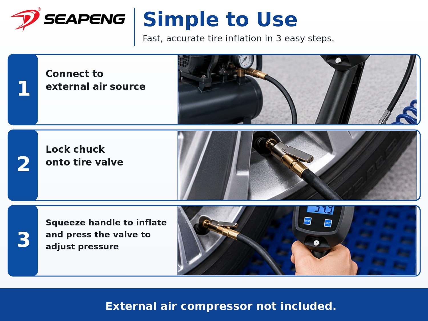 SEAPENG BW-L01 5-230 PSI tire pressure gauge for cars and SUVs