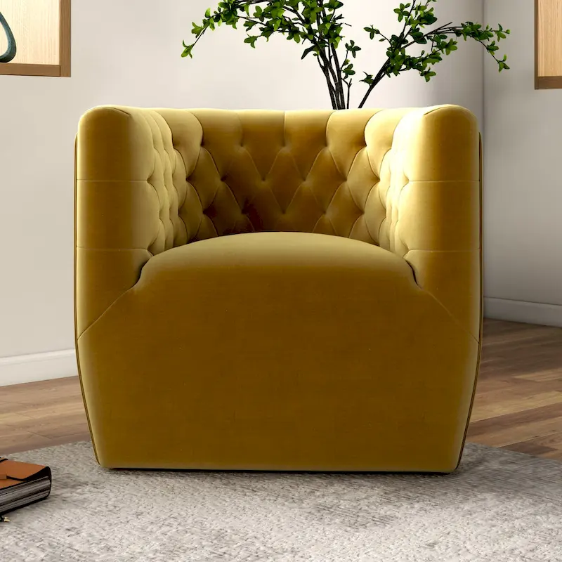 Mid-Century Modern Furniture Comfy Velvet Swivel Accent Chair