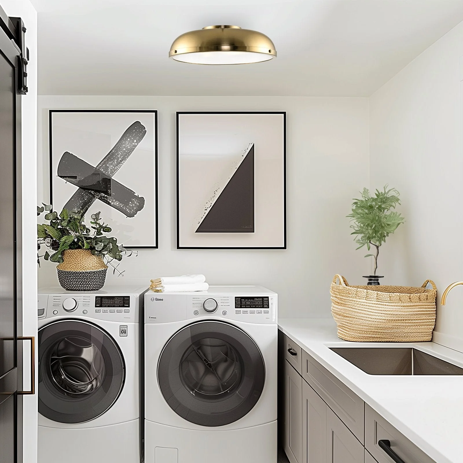 Alston 14 3-Light Modern Semi Flush Mount Close to Ceiling Light