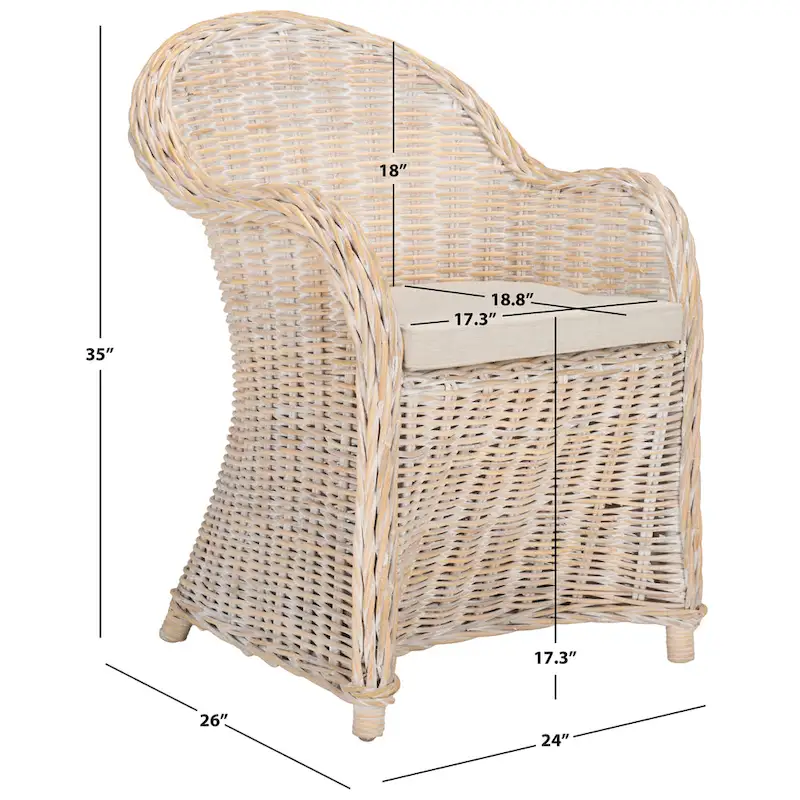 SAFAVIEH Sinja Yellow Rattan Club Chair - 24  x 26  x 35  - 24Wx26Dx35H