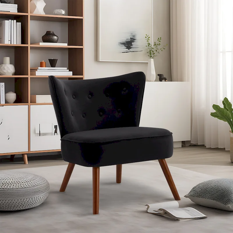 Tufted Velvet Accent Chair Upholstered Living Room Side Chair - 27.6 W x 28 D x 31.3 H