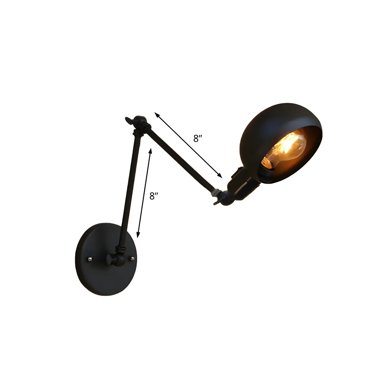 Industrial 1-Light Black Metal Swing Arm Wall Sconce