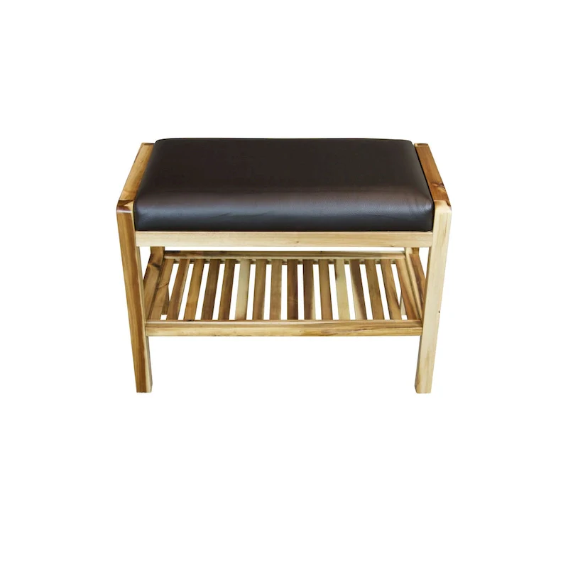Solid Acacia Wood Padded Bench
