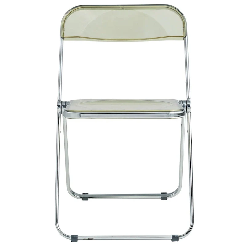 Acrylic Folding Dining Chair with Chrome Frame Set of 4 Lawrence Series by LeisureMod