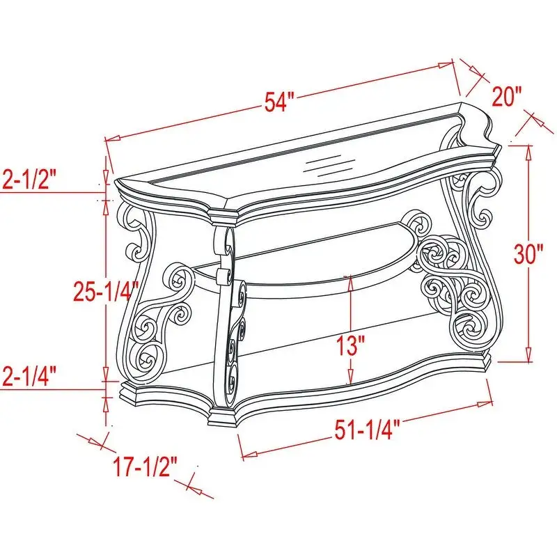 Traditional control table tempered glass top and middle shelf, retro living room foyer hallway entrance table